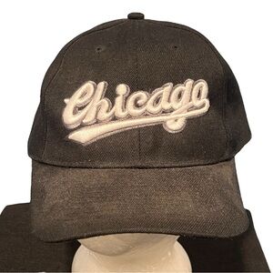 Vintage Chicago White Sox MLB Baseball Script Hat Adjustable Black Cap